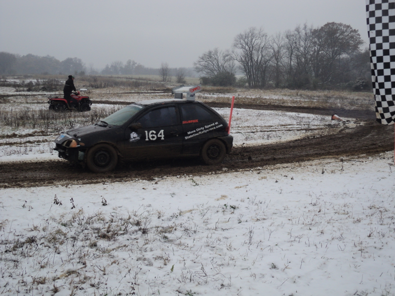 Illustration for article titled Rallycrossing in the snow is basically a mud bog with turns.
